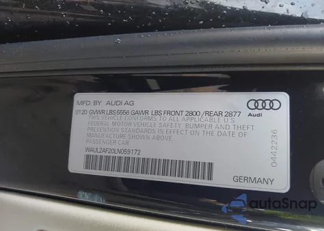 2020 Audi A6 Premium Plus 55 Tfsi Quattro S Tronic z USA, uszkodzony, nr VIN WAUL2AF20LN059172